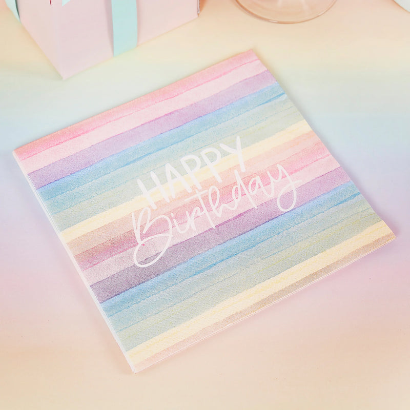 Rainbow Happy Birthday Napkins Pack of 16