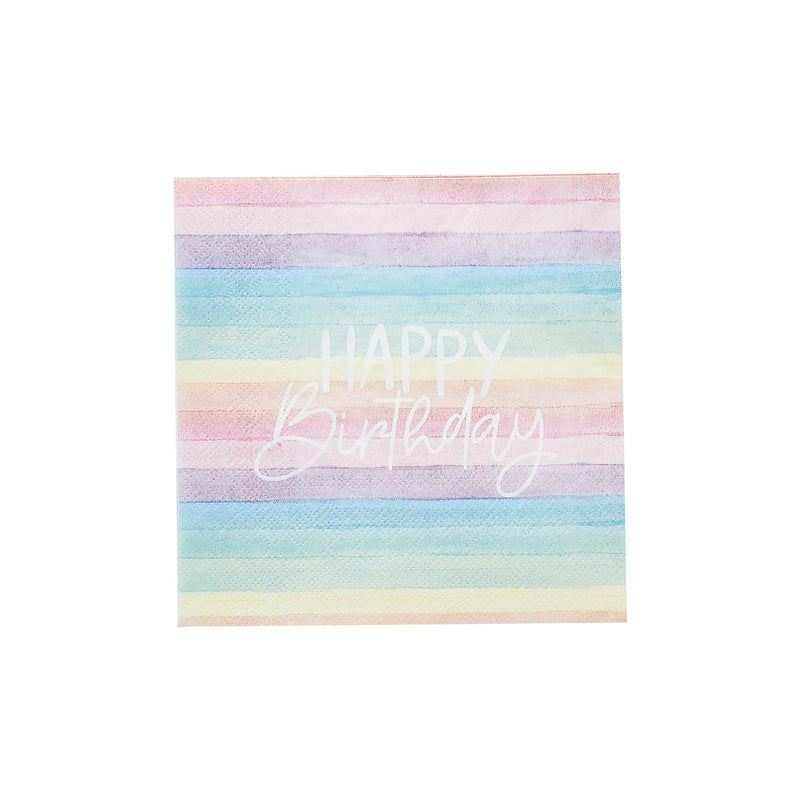 Rainbow Happy Birthday Napkins Pack of 16