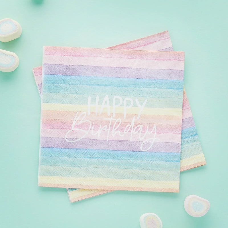Rainbow Happy Birthday Napkins Pack of 16