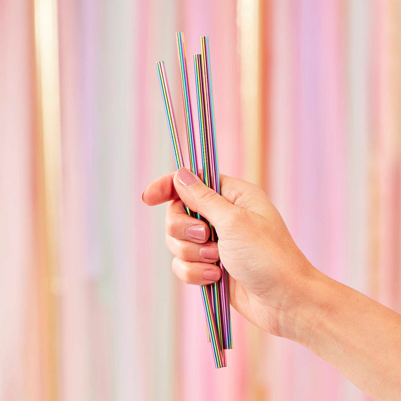 Rainbow Stainless Steel Reusable Straws Pack of 5