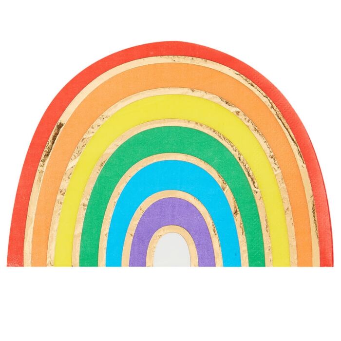 Rainbow Shaped Gold Foiled Napkins Pack of 16