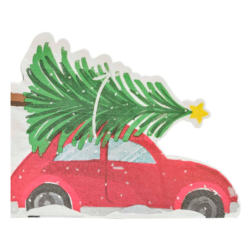 Festive Car and Christmas Tree Paper Christmas Napkins Pack of 16