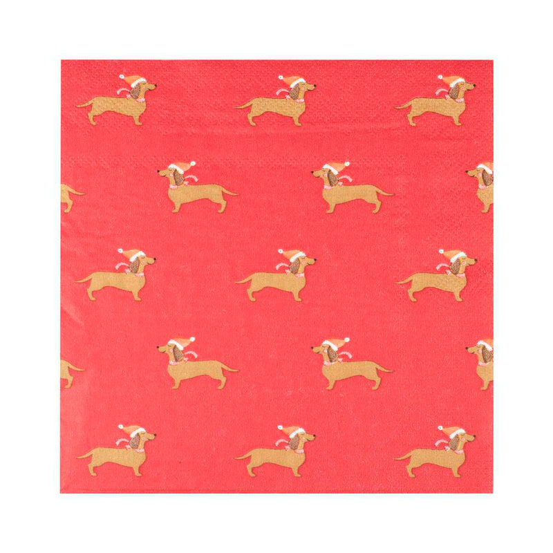 Sausage Dog Christmas Napkins Pack of 16