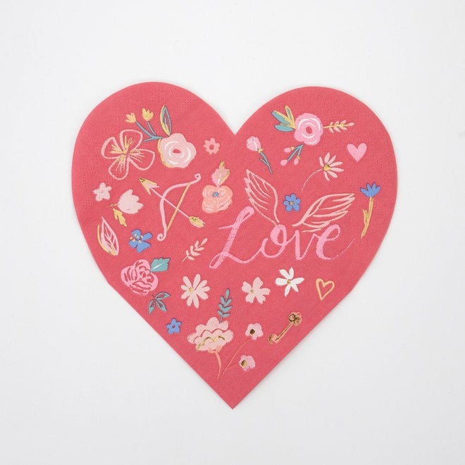 Valentine Heart Napkins Pack of 16