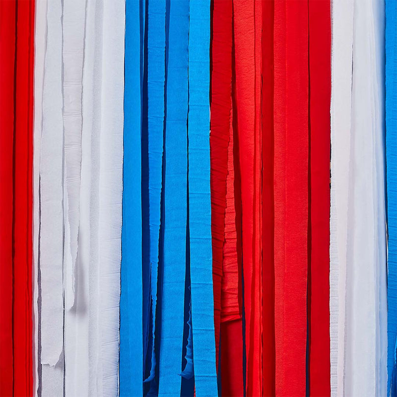 Red White and Blue Platinum Crepe Paper Streamers Pack of 6 x 20 metre Rolls