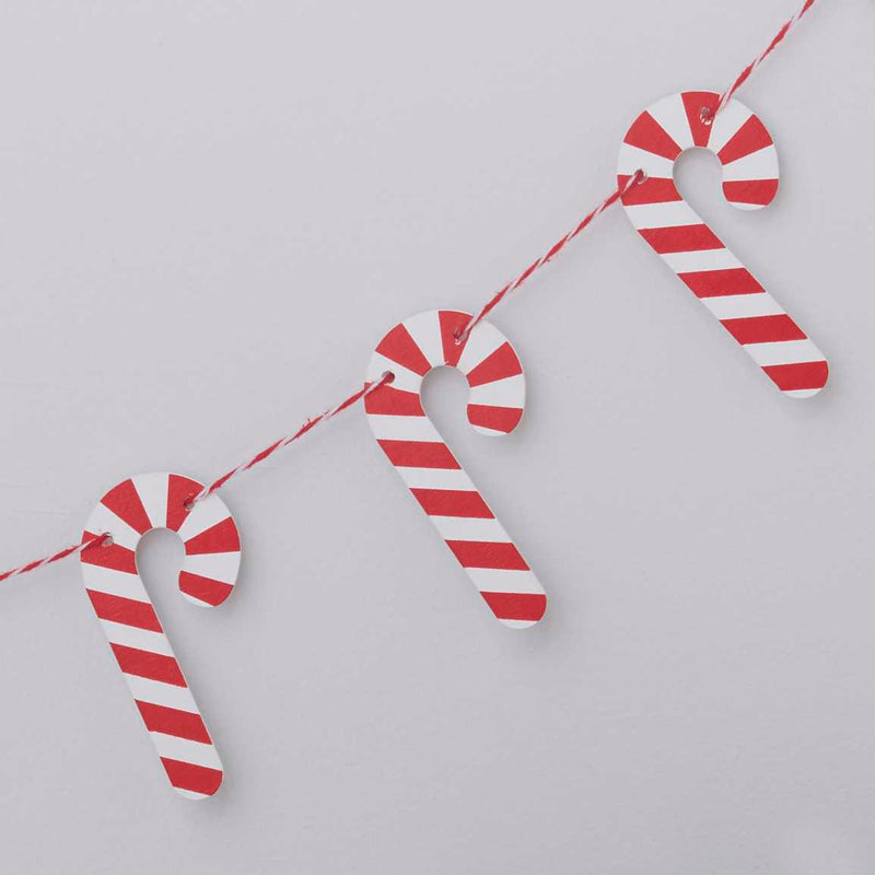 Candy Cane Shaped Wooden Christmas Bunting 1.5 Metres