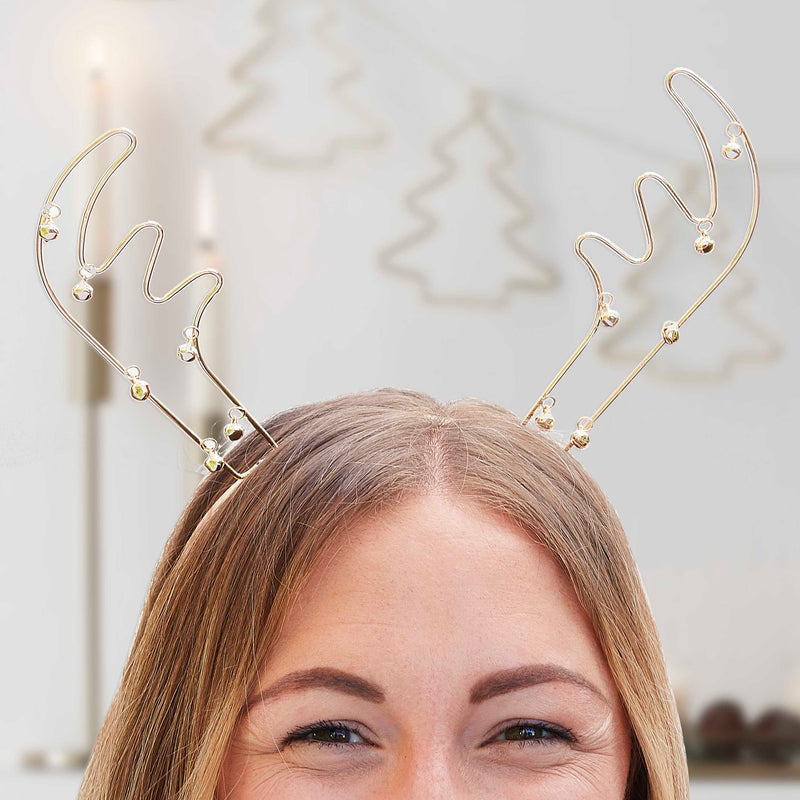 Reindeer Antlers Metal Christmas Party Headband with Bells