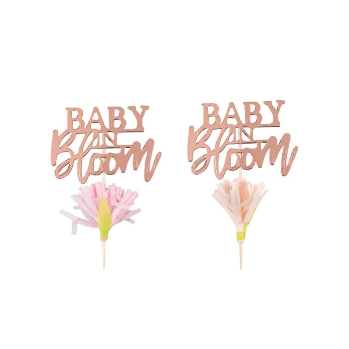 Rose Gold Foil Baby Shower Cupcake Toppers 12 Pack