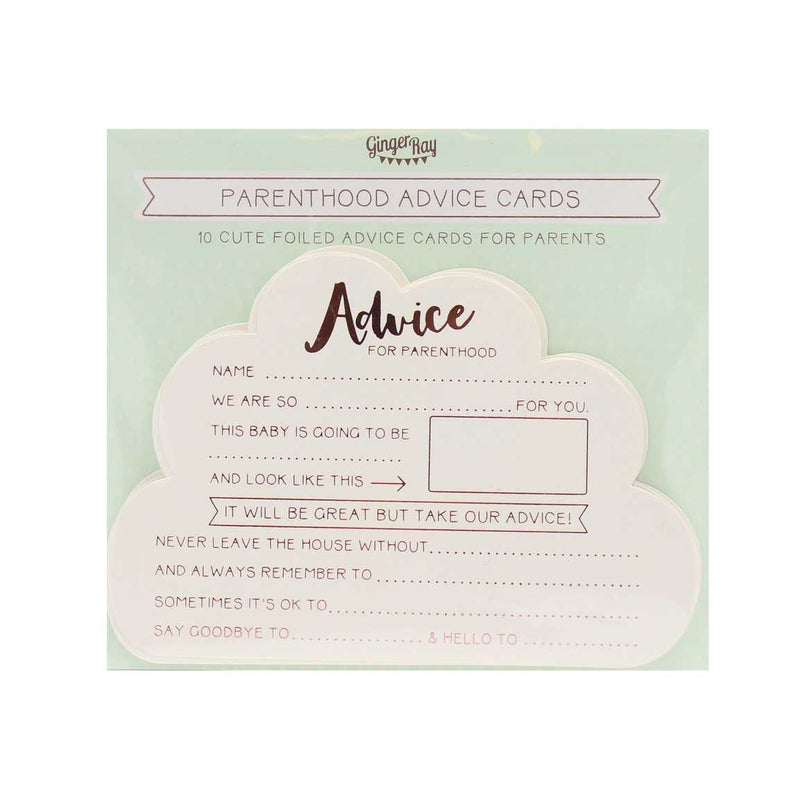 Rose Gold Baby Shower Advice Cards Pack of 10