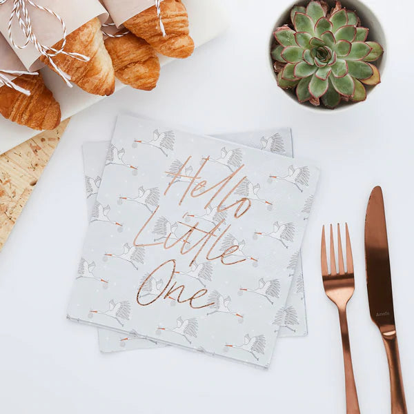 Rose Gold Hello Little One Baby Shower Napkins Pack of 20