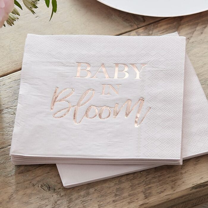 Rose Gold and Blush Baby Shower Napkins Pack of 16