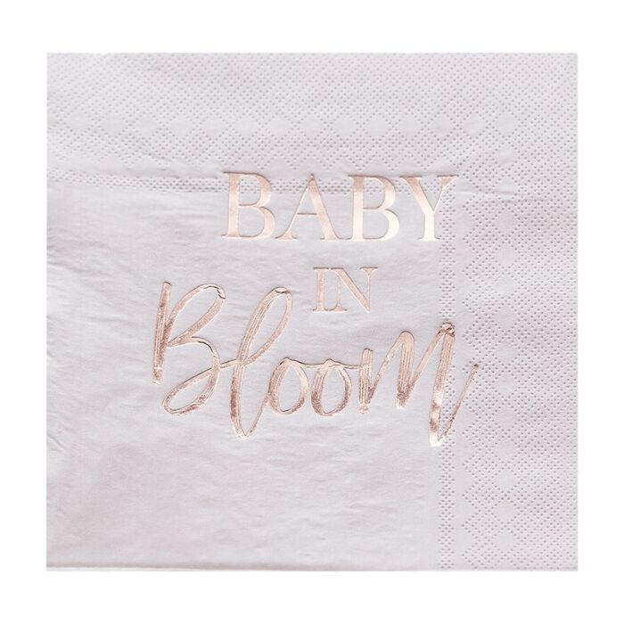 Rose Gold and Blush Baby Shower Napkins Pack of 16