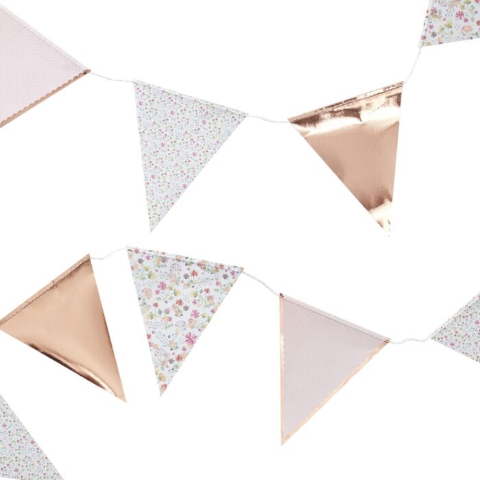 Rose Gold and Floral Party Bunting 3.5 Metres