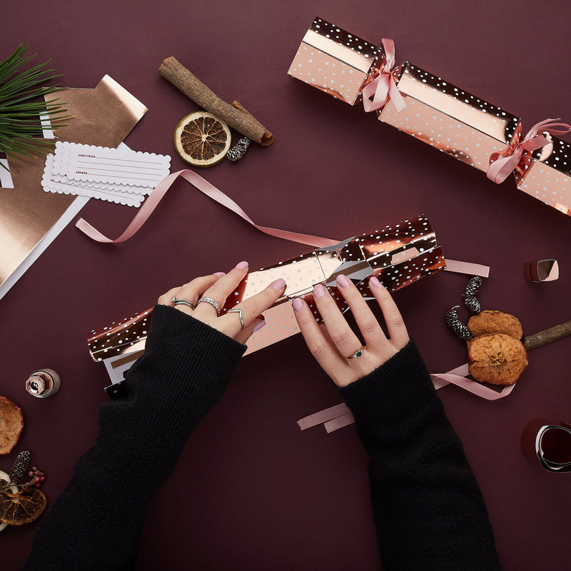Make Your Own Rose Gold Foiled Christmas Crackers Pack of 6