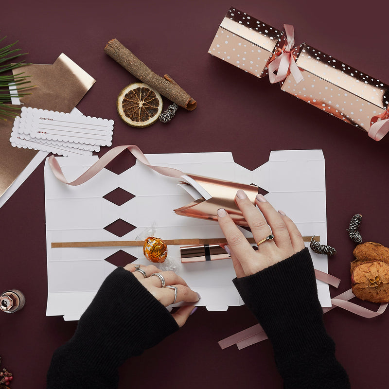 Make Your Own Rose Gold Foiled Christmas Crackers Pack of 6