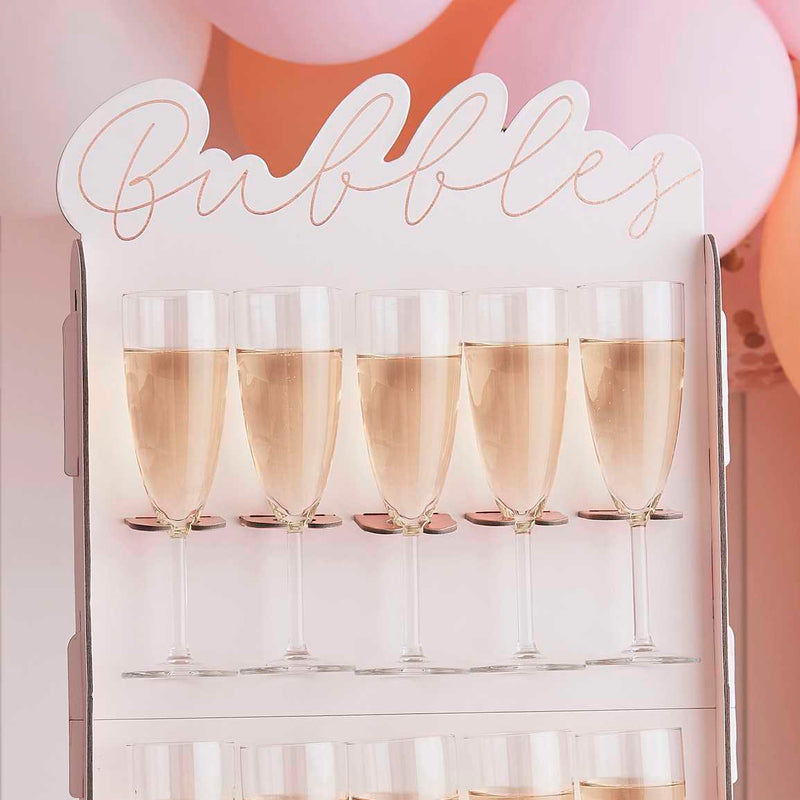 Rose Gold Foiled Bubbles Drinks Stand with 10 Glass Holders