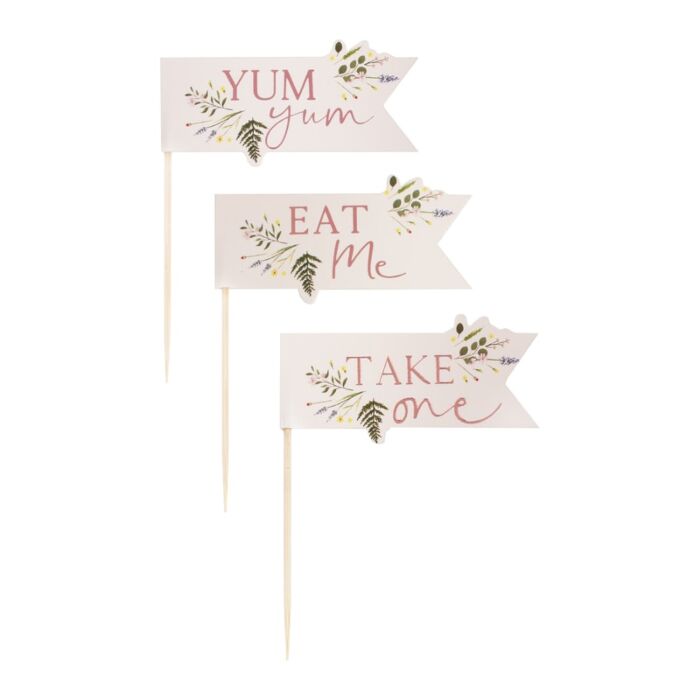 Rose Gold Foiled Afternoon Tea Cupcake Toppers Pack of 12