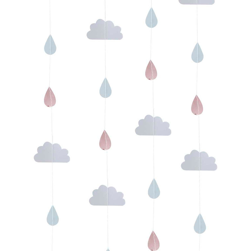 Rose Gold Raindrops and Clouds Baby Shower Decoration  6 Strands of 2 Metres