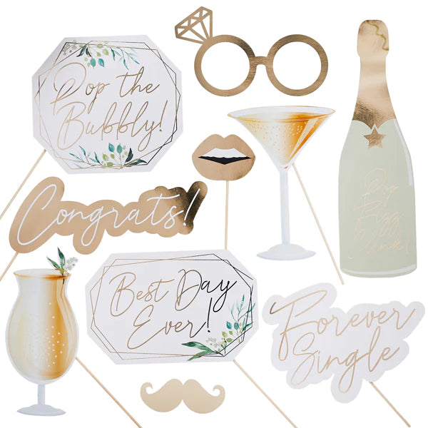Rose Gold Wedding  Party Photo Booth Props Pack of 10