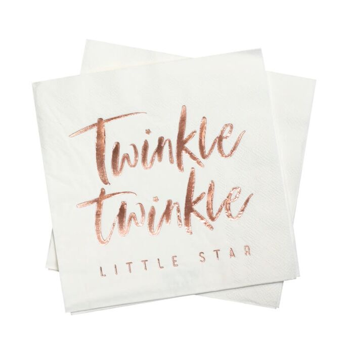 Rose Gold Foiled Twinkle Twinkle Baby Shower Napkins Pack of 16