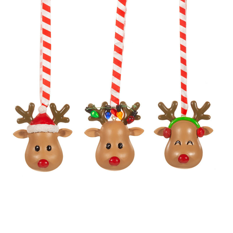 Rudolph Head Shaped Hanging Decoration- Set Of 3