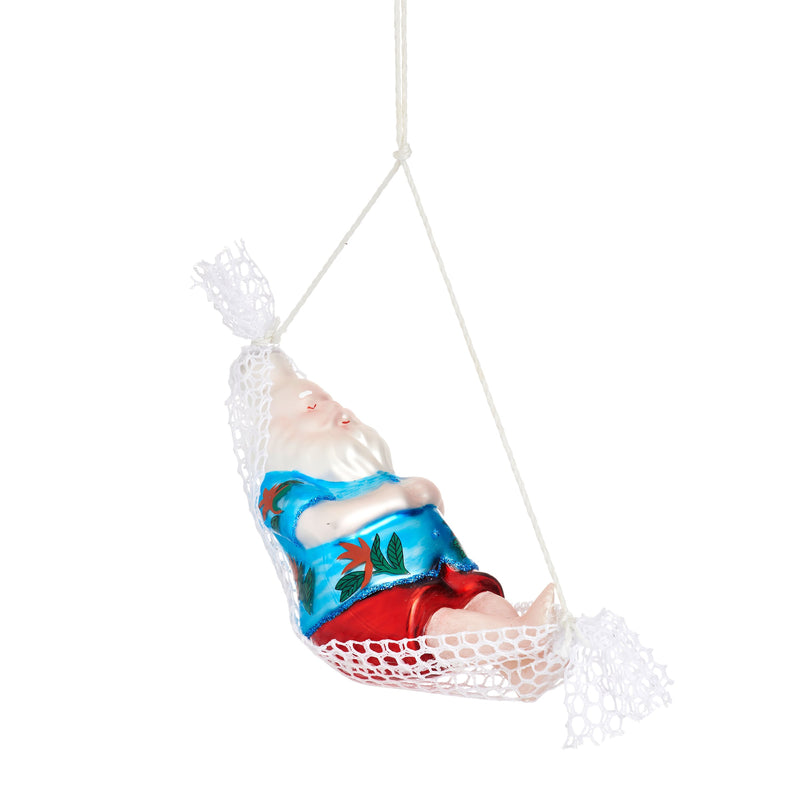 Santa In A Hammock Hanging Christmas Bauble