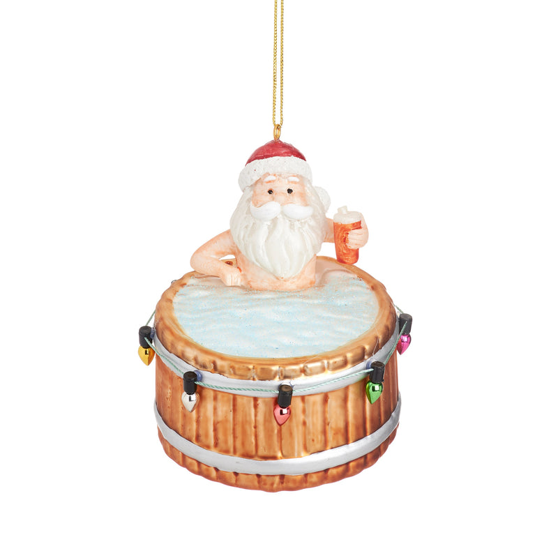 Santa In A Hot Tub Hanging Christmas Bauble