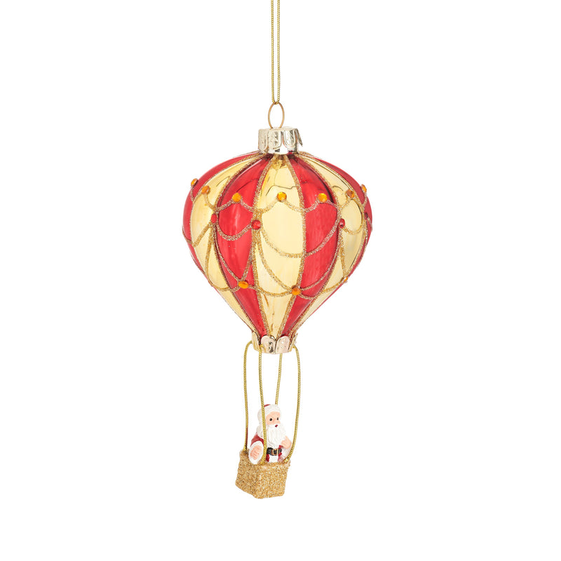Santa In A Hot Air Balloon  Hanging Christmas Bauble