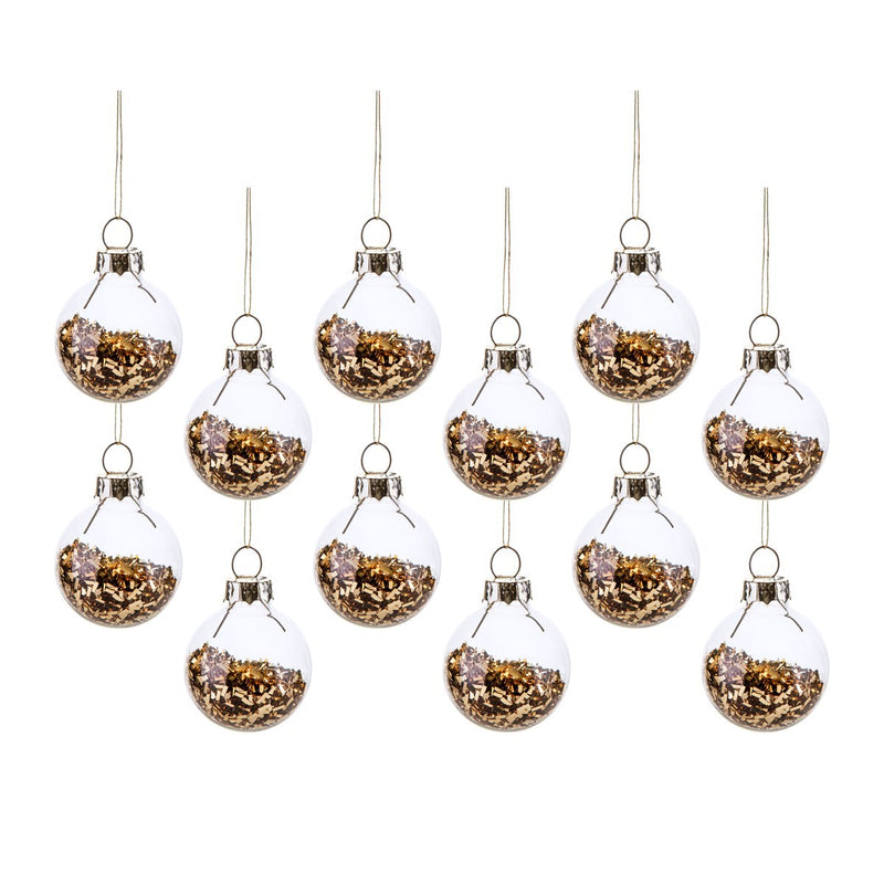 Gold Mini Baubles - Set Of 12 Hanging Decoration Baubles