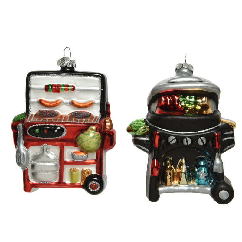 BBQ Shaped Red Glass 3D Christmas Hanging Bauble Decoration