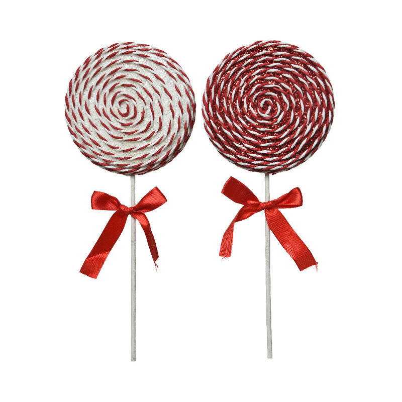 Lolly Pops Red and White Christmas Decorations 3D Set of 2