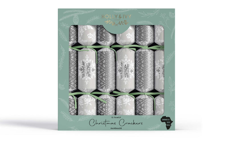 Silver Snowflakes Christmas Crackers Pack of 12