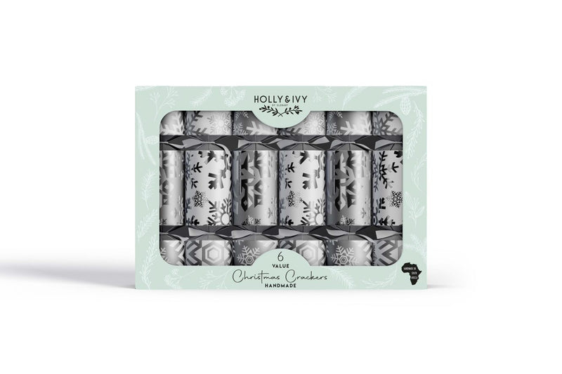 Silver Snowflakes Christmas Crackers Small Pack of 6