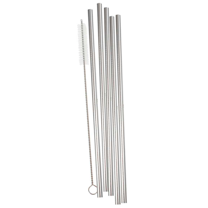 Silver Stainless Steel Reusable Straws Pack of 5