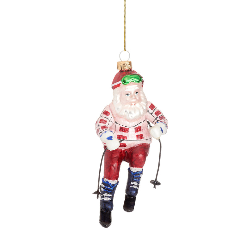 Skiing Santa Hanging Christmas Bauble