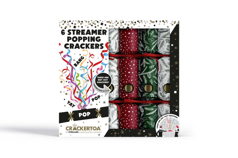 Traditional Sprigs Streamer Popping Christmas Crackers Pack of 6