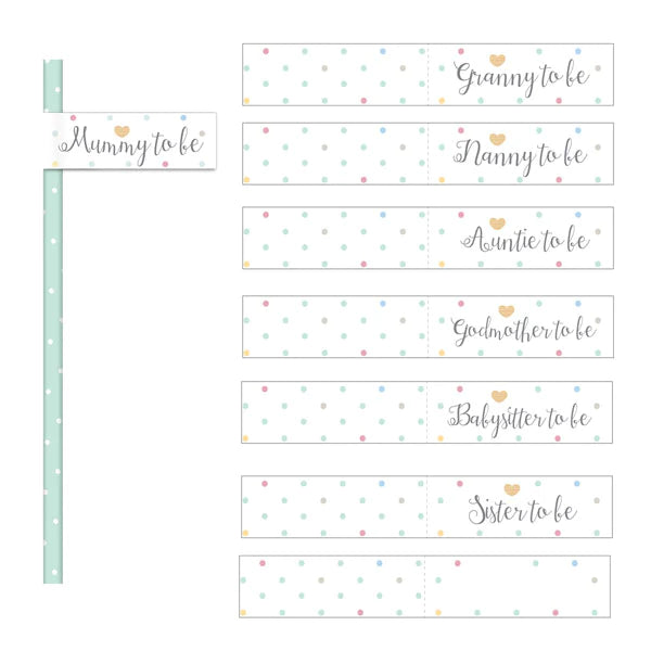 Unisex Baby Shower Paper Straws with Personalised Paper Flags Pack of 20