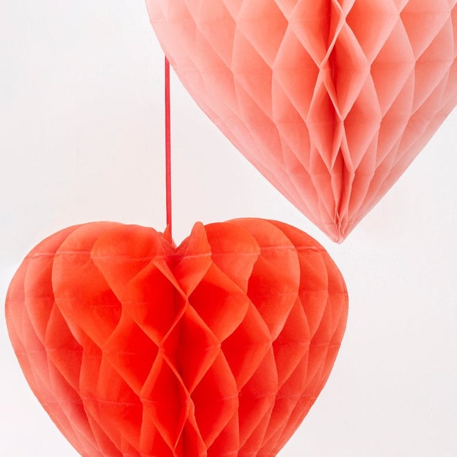 Valentine Honeycomb Heart Decorations Pack of 6