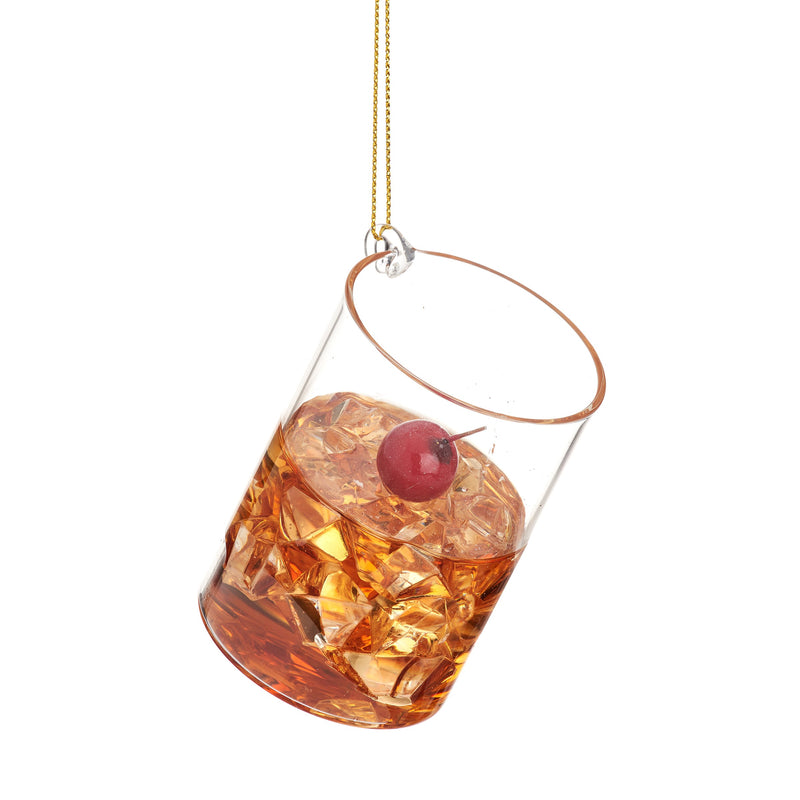Whisky Glass Shaped Christmas Hanging Bauble