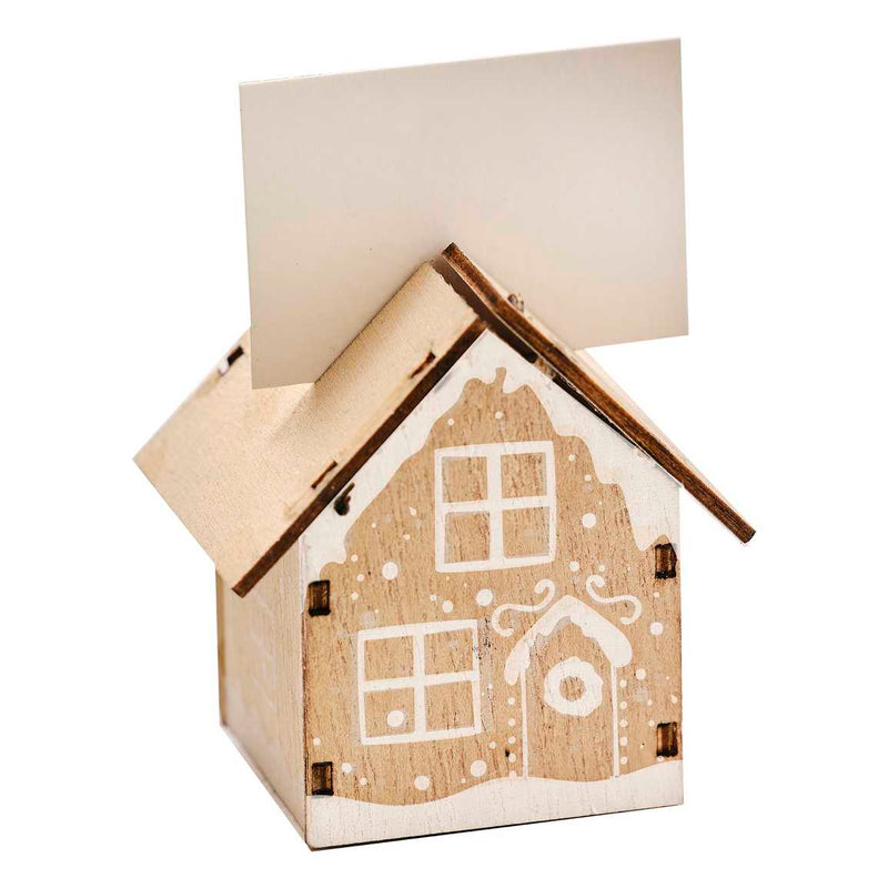 Wooden Gingerbread House Place Card Holders Pack of 6