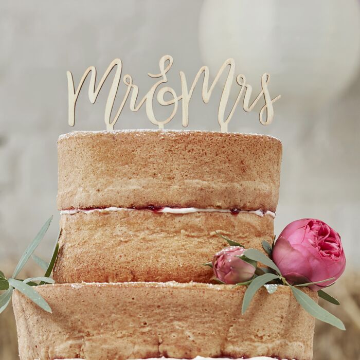 Wooden Mr & Mrs Wedding Cake Topper